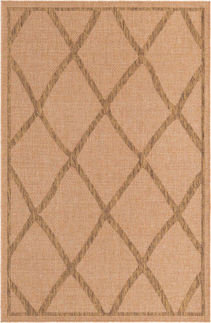 Unique Loom Outdoor Trellis Diamonds Machine Made Geometric Rug Light Brown, Brown 5' 0" x 8' 0"