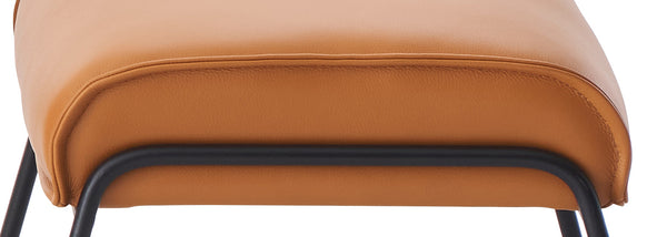 English Elm Zusa Sandstone Top Grain Leather Accent Chair & Ottoman with Metal Frame, Full Foam, Modern Luxe B2726S00389