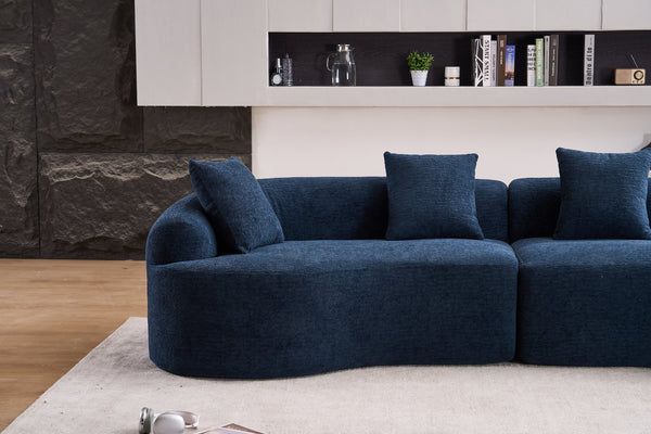 English Elm Compression Compression Sponge Sofa Curved Modular Sectional with 30D High-Density Chenille Sleeper for Cozy Apartment Living Room Comfort and Safe Rounded Design Antique Blue W2231S00019