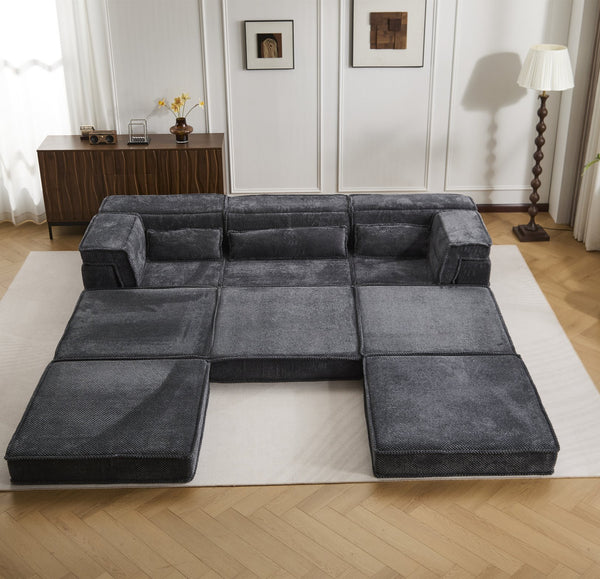 English Elm Compression Mahjong Sofa: Versatile Modular Floor Bed With Plush Fleece, No Assembly & Cozy Design W3723S00025