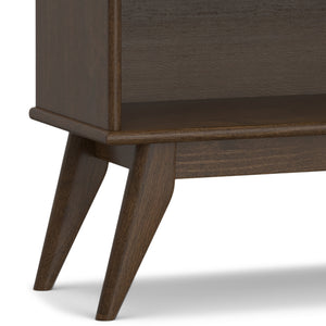 English Elm Draper Mid Century Low Bookcase with Solid Wood Craftsmanship, Tapered Legs & Four Open Shelves for Stylish Storage and Display Walnut Brown B136P238599