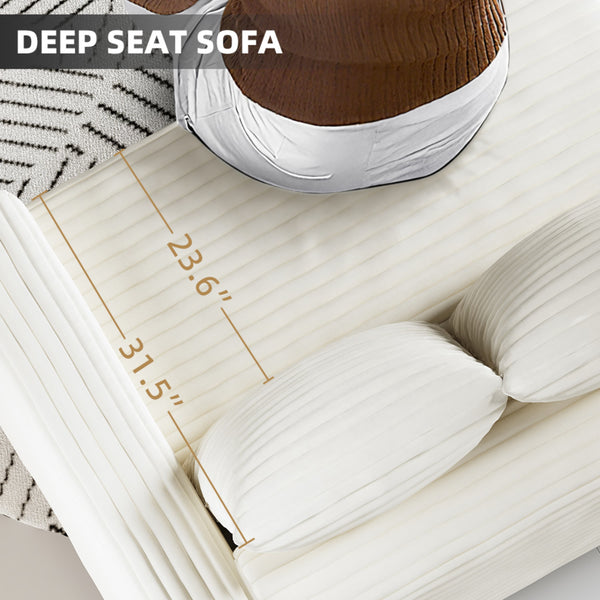 English Elm 82.7" Plush Corduroy 3-Seat Sofa - Cloud-Like Comfort With Versatile Ottomans For Living Spaces W1885S00156