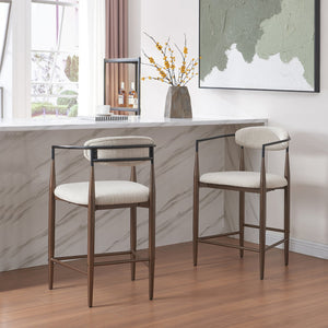 English Elm Christopher Knight Home® - Counter Stool Set Of 2 - Modern Beige Upholstered Design With Coffee-Gold Iron Frame For Style N771P249370H