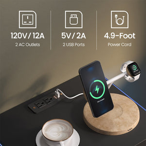 English Elm Nightstand with LED Lights and Adjustable Colors, Modern Bedside Table with Power Outlets & Drawers Black 22 L x 8 W x 18 H W2178P252968