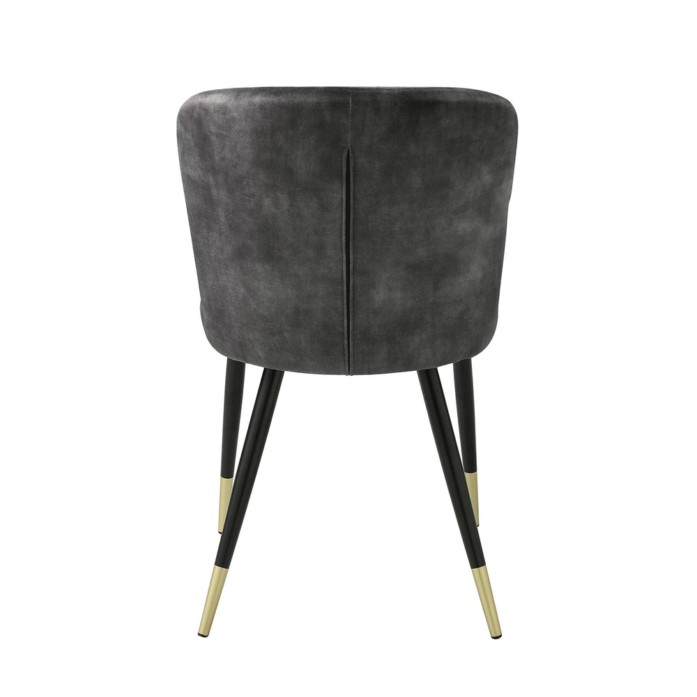 English Elm Modern Velvet Channel Tufted Dining Chairs Set of 2 with Black Metal Legs and Gold Accent Trim Charcoal 25.5 L x 25.5 W x 21.25 H B011P199726