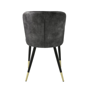 English Elm Modern Velvet Channel Tufted Dining Chairs Set of 2 with Black Metal Legs and Gold Accent Trim Charcoal 25.5 L x 25.5 W x 21.25 H B011P199726