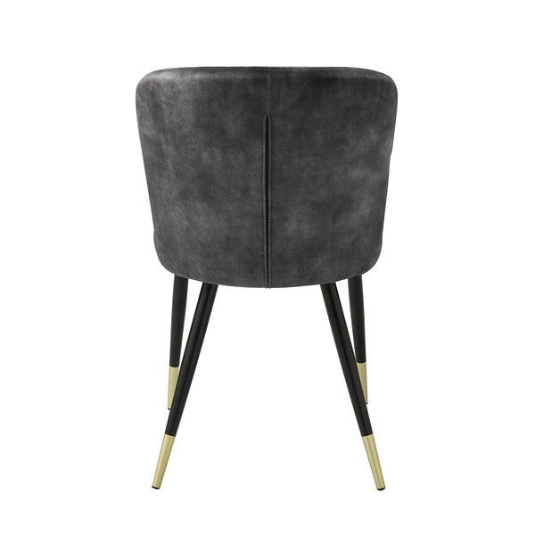 English Elm Modern Velvet Channel Tufted Dining Chairs Set of 2 with Black Metal Legs and Gold Accent Trim Charcoal 25.5 L x 25.5 W x 21.25 H B011P199726