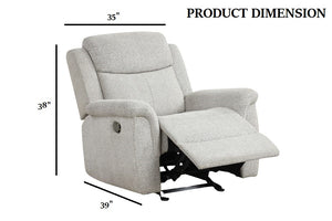 English Elm Contemporary Sandbach Manual Glider Recliner with Padded Track Arms, Smooth Motion, Soft Neutral Fabric Upholstery Light Gray 36 L x 30 W x 27 H B2741P385040