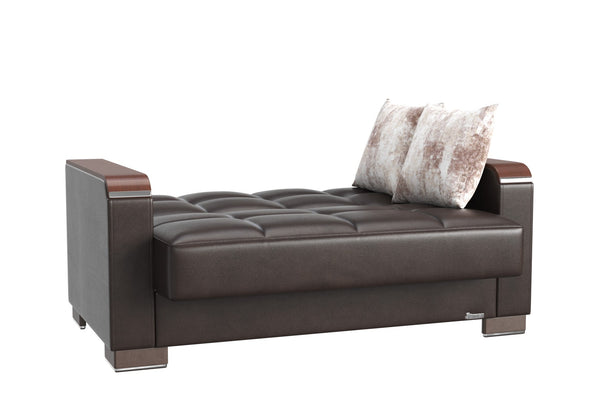 English Elm Primenest Zenaero X Convertible Loveseat With Storage - Stylish Comfort For Small Spaces, Brown Pu B030P281778-GIGA