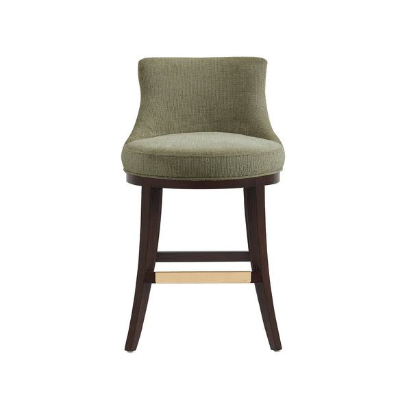 English Elm Lucia Leaf Green Chenille Counter Stool - Elegant Beech Wood Legs & Ergonomic Comfort Design B365P398060