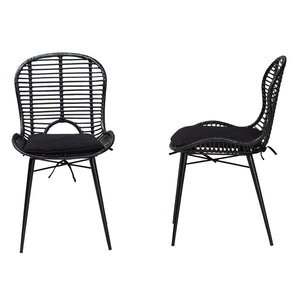 English Elm Modern Boho Rattan Rod Dining Chair Set of Two with Crisscross Base for Casual Spaces B2750P420432