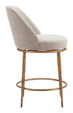 Nordhavn Swivel Counter Stool Beige & Gold 110272 Zuo Modern