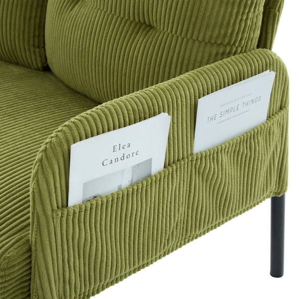 English Elm United We Win Corduroy Loveseat Plush Ergonomic Sofa with Spring Support Metal Legs Olive Green W1568P410049