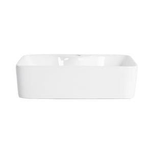 English Elm Ceramic Above-Counter Rectangular Bathroom Sink Basin - Modern Art Design, Glossy White Finish W999P363286