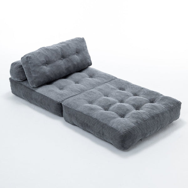 English Elm Folding Floor Sofa Bed Convertible Lounge Chair with Shredded Foam Fill for Bedroom Dark Gray W2200P442794