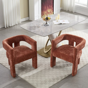 English Elm United We Win Chenille Barrel Accent Armchairs Set of Two for Living Room Dining Orange W1568P389272