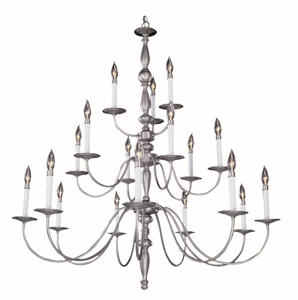 Framburg 18-light Rustic Jamestown Foyer Chandelier - Elegant Early American Craftsmanship For Your Home Satin Pewter Metal 7918 Sp