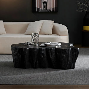 English Elm 48.62 Inch Sculptural Fiberglass Coffee Table Organic Form Gloss Finish Living Room W876P400325