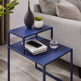 English Elm Walker Edison - Metal And Wood Tiered Side Table With Shelves – Blue