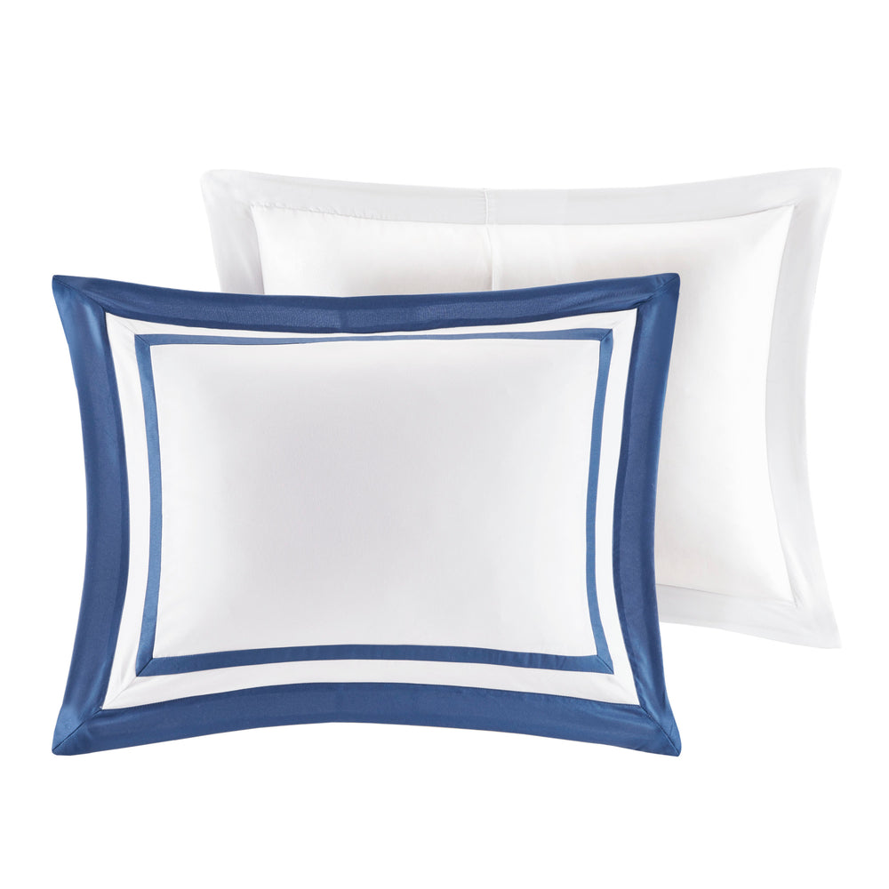 English Elm 8 Heritage Hotel Comforter and Quilt Set Full/Queen — Layered 8-Piece Microfiber Bedding with Decorative Pillows Navy 23.62 L x 18.9 W x 16.93 H B03597092