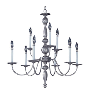 Framburg 9-light Rustic Jamestown Dining Chandelier - Exquisite Early American Design For Timeless Elegance Satin Pewter Metal 7919 Sp