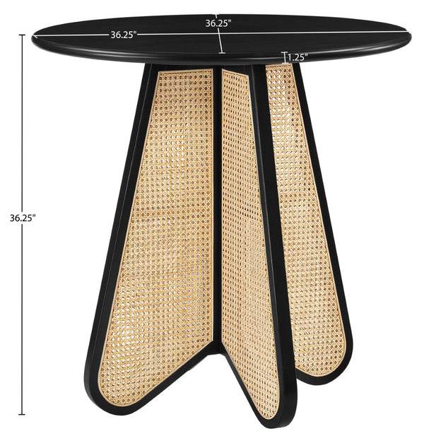 Meridian Furniture Butterfly Counter Height Dining Table Solid Wood Woven Cane Base Mid-century Modern Style Black / Natural 791Black-T