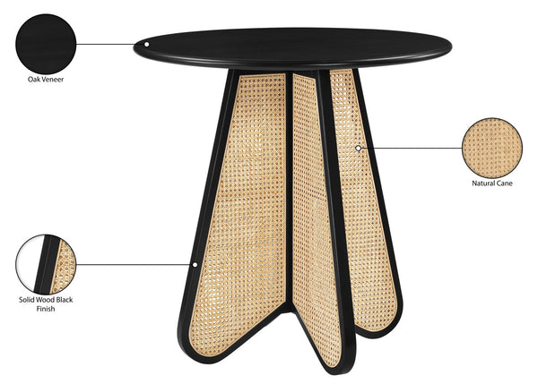 Meridian Furniture Butterfly Counter Height Dining Table Solid Wood Woven Cane Base Mid-century Modern Style Black / Natural 791Black-T