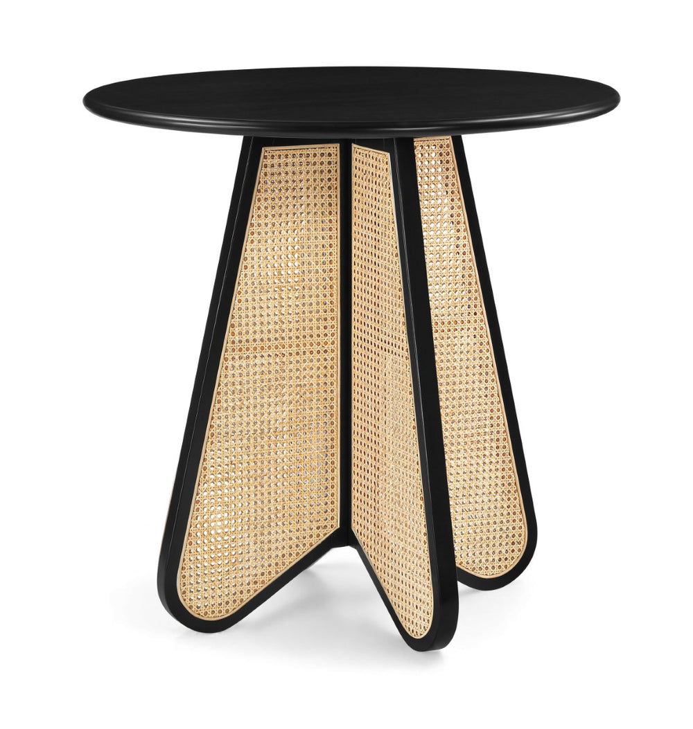 Meridian Furniture Butterfly Counter Height Dining Table Solid Wood Woven Cane Base Mid-century Modern Style Black / Natural 791Black-T