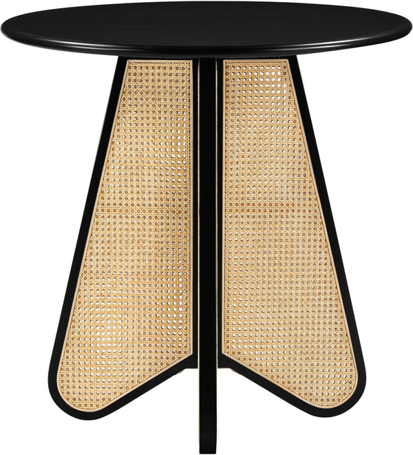 Meridian Furniture Butterfly Counter Height Dining Table Solid Wood Woven Cane Base Mid-century Modern Style Black / Natural 791Black-T