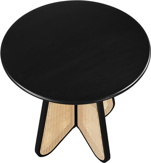 Meridian Furniture Butterfly Counter Height Dining Table Solid Wood Woven Cane Base Mid-century Modern Style Black / Natural 791Black-T