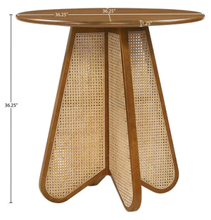 Meridian Furniture Butterfly Counter Height Dining Table Solid Wood Woven Cane Base Mid-century Modern Style Brown / Natural 791Brown-T