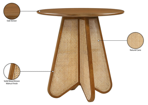 Meridian Furniture Butterfly Counter Height Dining Table Solid Wood Woven Cane Base Mid-century Modern Style Brown / Natural 791Brown-T