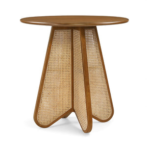 Meridian Furniture Butterfly Counter Height Dining Table Solid Wood Woven Cane Base Mid-century Modern Style Brown / Natural 791Brown-T
