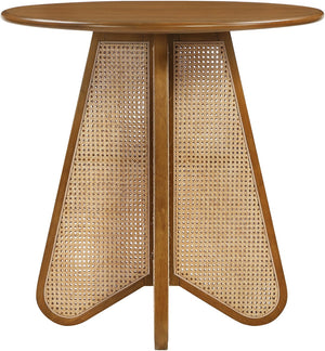 Meridian Furniture Butterfly Counter Height Dining Table Solid Wood Woven Cane Base Mid-century Modern Style Brown / Natural 791Brown-T