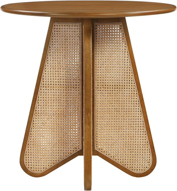 Meridian Furniture Butterfly Counter Height Dining Table Solid Wood Woven Cane Base Mid-century Modern Style Brown / Natural 791Brown-T