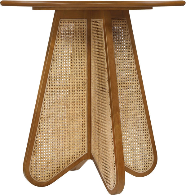 Meridian Furniture Butterfly Counter Height Dining Table Solid Wood Woven Cane Base Mid-century Modern Style Brown / Natural 791Brown-T