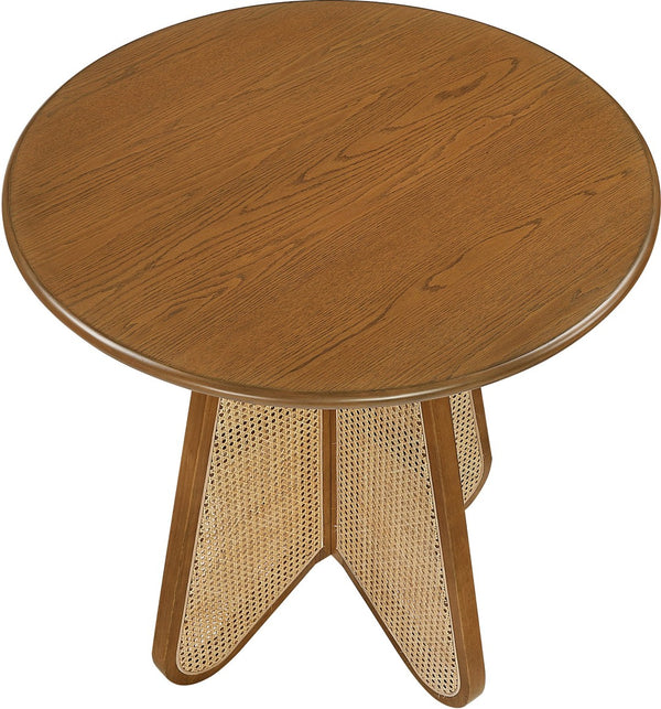 Meridian Furniture Butterfly Counter Height Dining Table Solid Wood Woven Cane Base Mid-century Modern Style Brown / Natural 791Brown-T