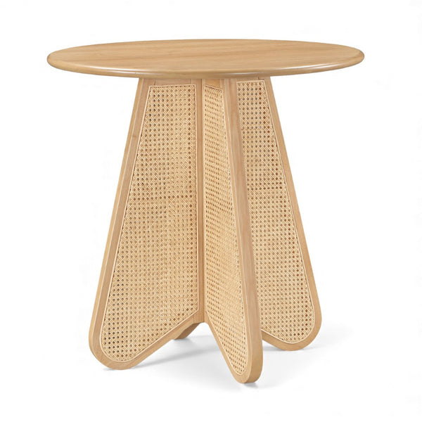 Meridian Furniture Butterfly Counter Height Dining Table Solid Wood Woven Cane Base Mid-century Modern Style Natural 791Natural-T