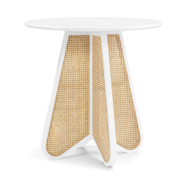 Meridian Furniture Butterfly Counter Height Dining Table Solid Wood Woven Cane Base Mid-century Modern Style White / Natural 791White-T