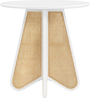 Meridian Furniture Butterfly Counter Height Dining Table Solid Wood Woven Cane Base Mid-century Modern Style White / Natural 791White-T