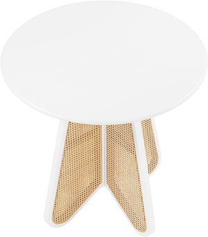 Meridian Furniture Butterfly Counter Height Dining Table Solid Wood Woven Cane Base Mid-century Modern Style White / Natural 791White-T