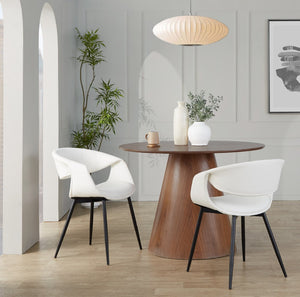 English Elm Upholstered Faux Leather Dining Chair Set with Black Metal Legs for Modern Interiors White B202S02103
