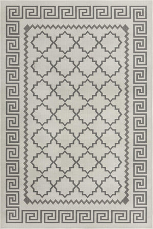 Unique Loom Outdoor Trellis Stars Machine Made Geometric Rug Gray, Silver 6' 1" x 9' 0"