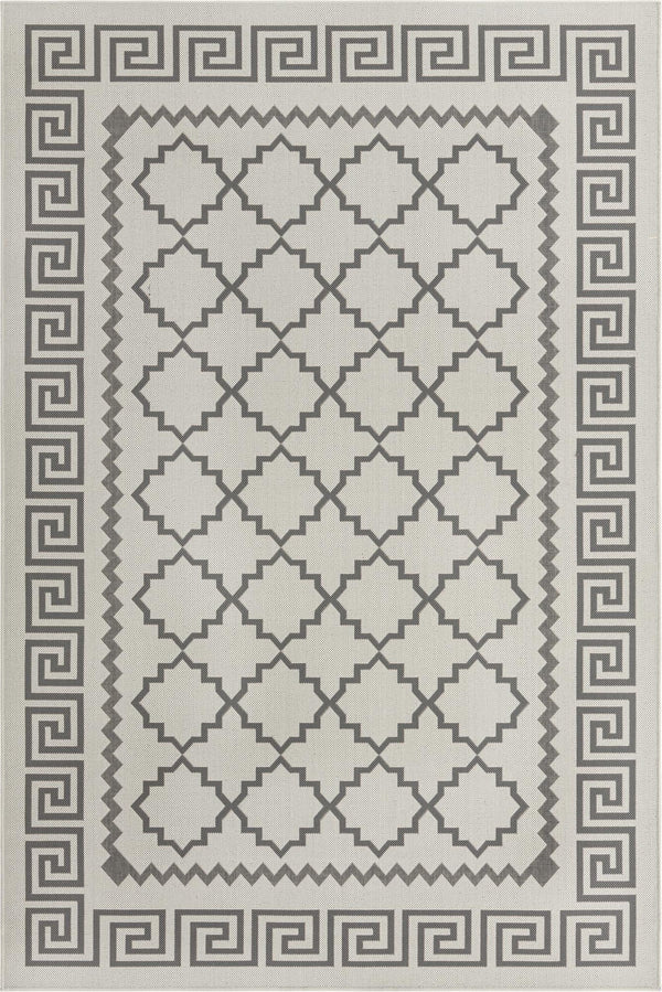 Unique Loom Outdoor Trellis Stars Machine Made Geometric Rug Gray, Silver 6' 1" x 9' 0"