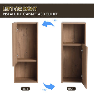English Elm 24" Bathroom Side Cabinet - Wall-Mounted Design, Soft-Close Doors, Durable Plywood, Space-Saving Storage W999S00373