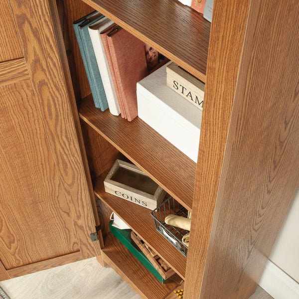 English Elm Pantry, Brown finish - Tall Engineered Wood Storage Cabinet with Adjustable Shelves, Beaded Door Design, Magnetic Closure, Versatile for Kitchen, Bath, Entryways (21.5"x14.5"x61.1") B356P402762