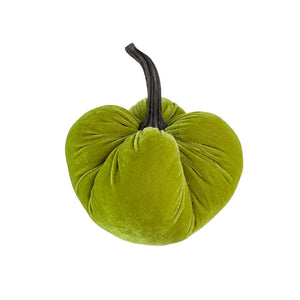 English Elm Set Of 2 Velvet Weighted Pumpkins - Apple Green Decor For Farmhouse Fall Tabletop & Thanksgiving W2078P246652-GIGA