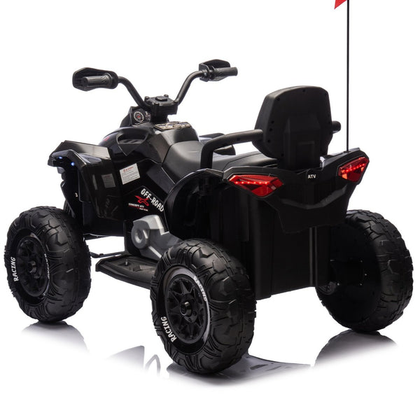 English Elm 24v Kids Electric Atv Xxxl Off-road Ride on with Remote Parental Control and Bluetooth Black W1578P228312
