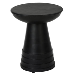 English Elm Modern Pedestal Side Table with White Marble Top and Fluted Mango Wood Base — Chic Compact Accent Piece Black 22 L x 19 W x 19 H B2741P286133