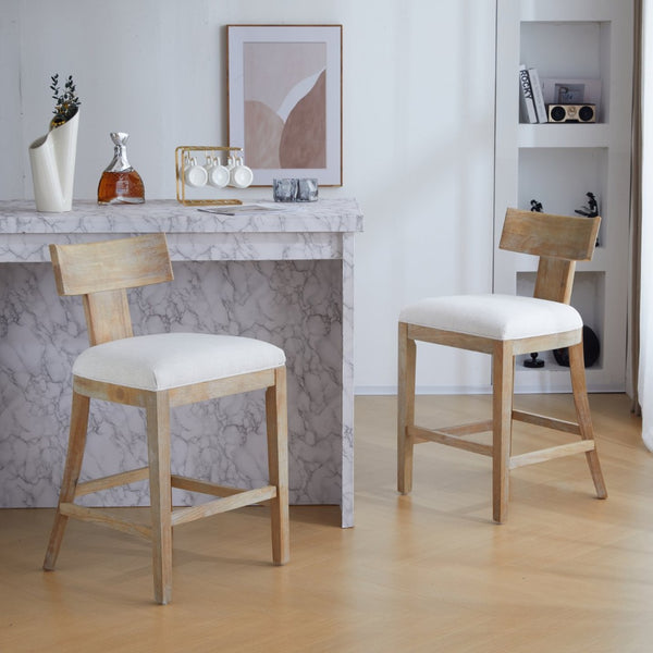 English Elm 27" Armless Counter Stools Set of 2 Padded Rubberwood Kitchen Island Seating N780P403744F